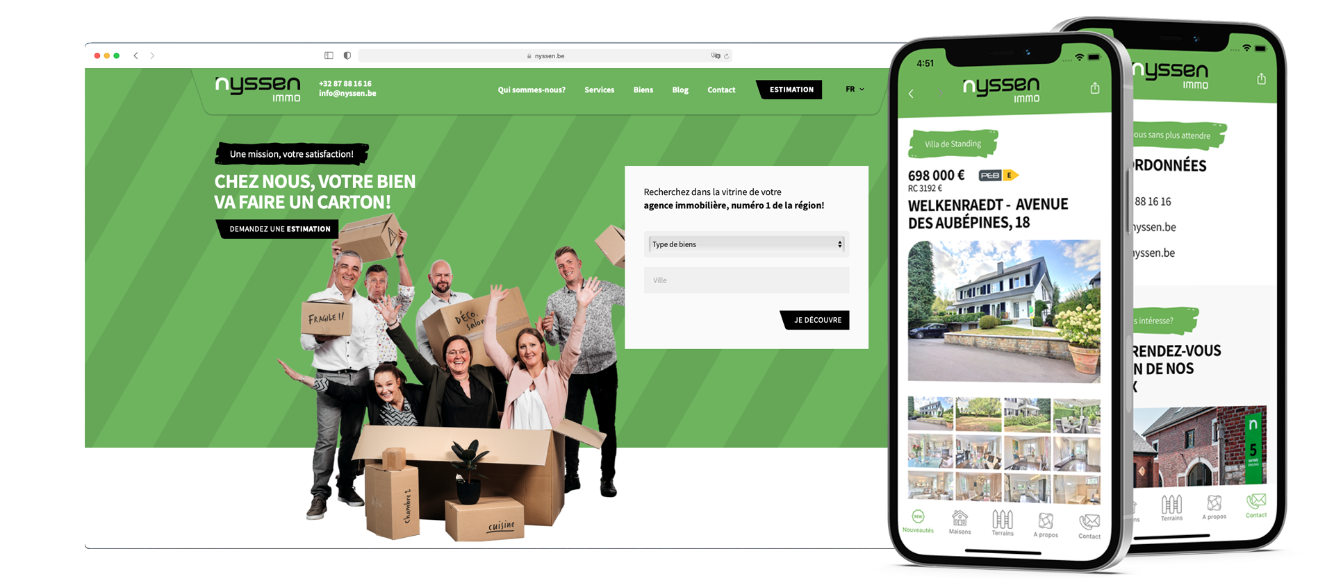 Création site internet et applis pour l'immobilière Nyssen (Province de Liège)